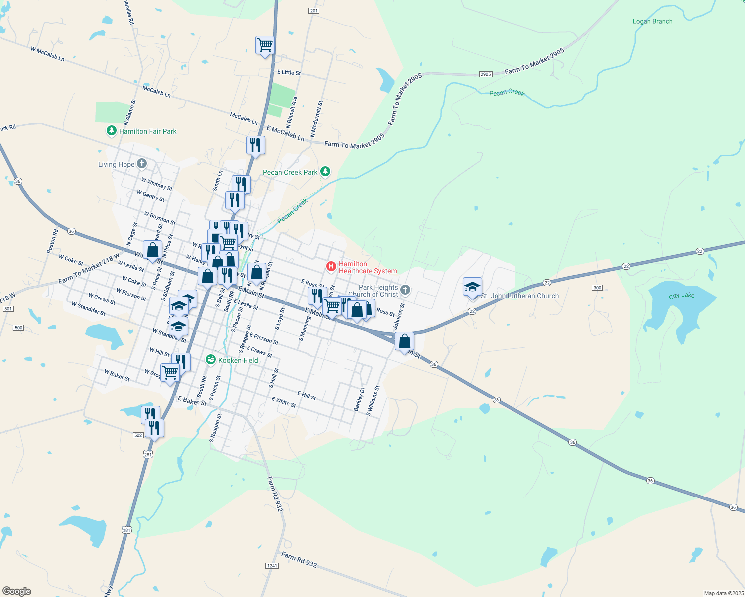 map of restaurants, bars, coffee shops, grocery stores, and more near 302 Park Hill Street in Hamilton