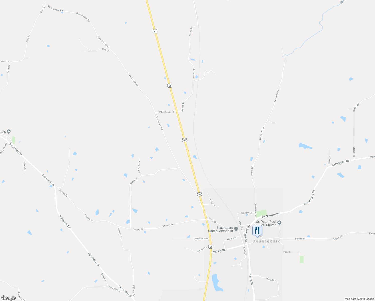 map of restaurants, bars, coffee shops, grocery stores, and more near 6098 U.S. 51 in Wesson