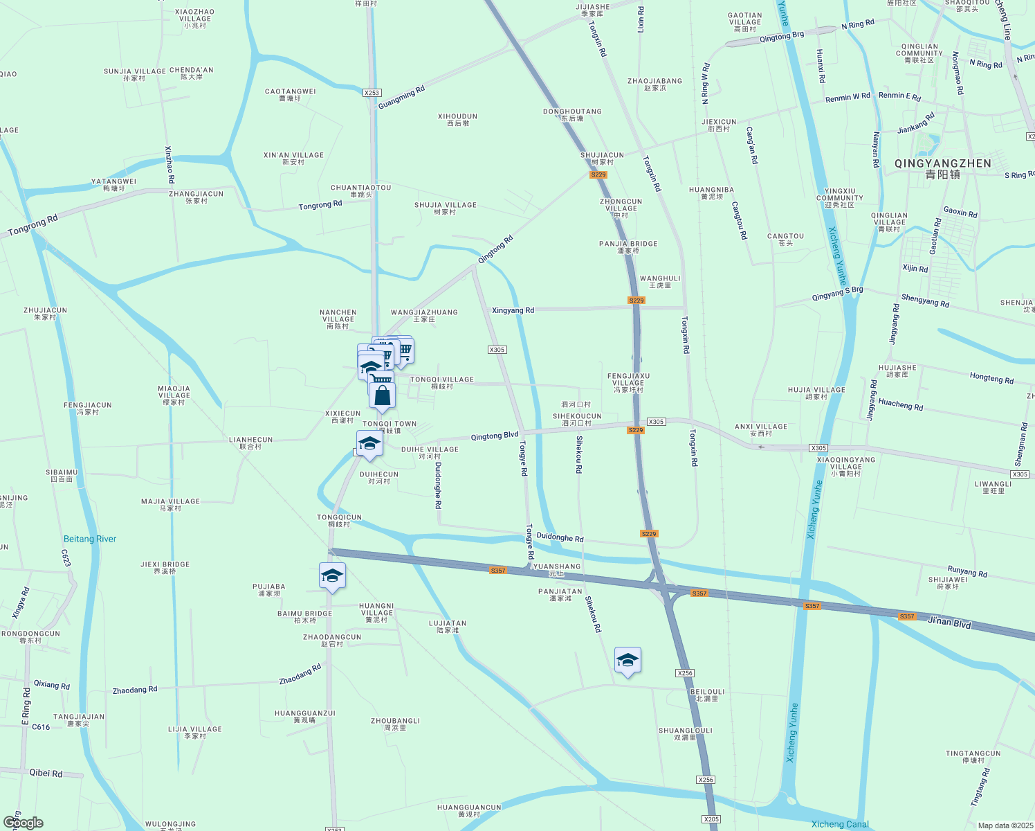 map of restaurants, bars, coffee shops, grocery stores, and more near Tong Ye Lu in Wu Xi Shi