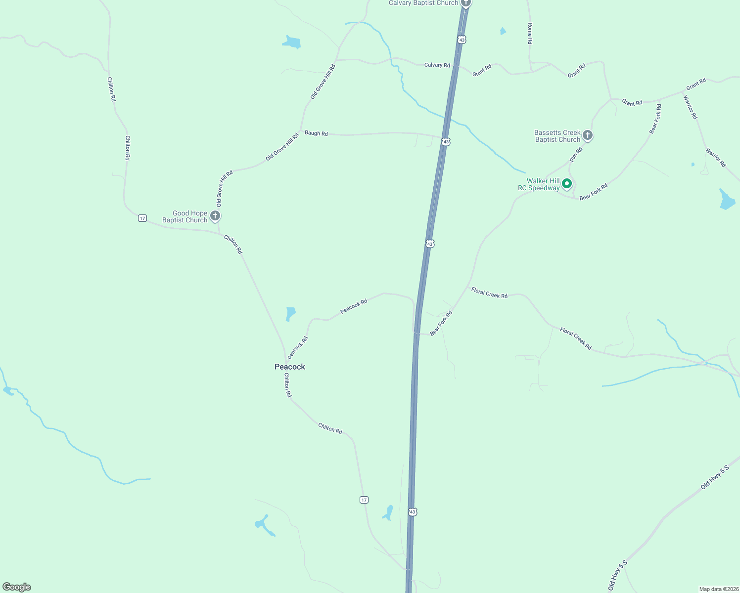 map of restaurants, bars, coffee shops, grocery stores, and more near 542 Peacock Road in Grove Hill