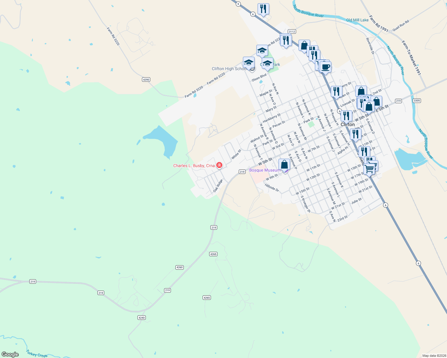 map of restaurants, bars, coffee shops, grocery stores, and more near 2510 Oak Ridge in Clifton