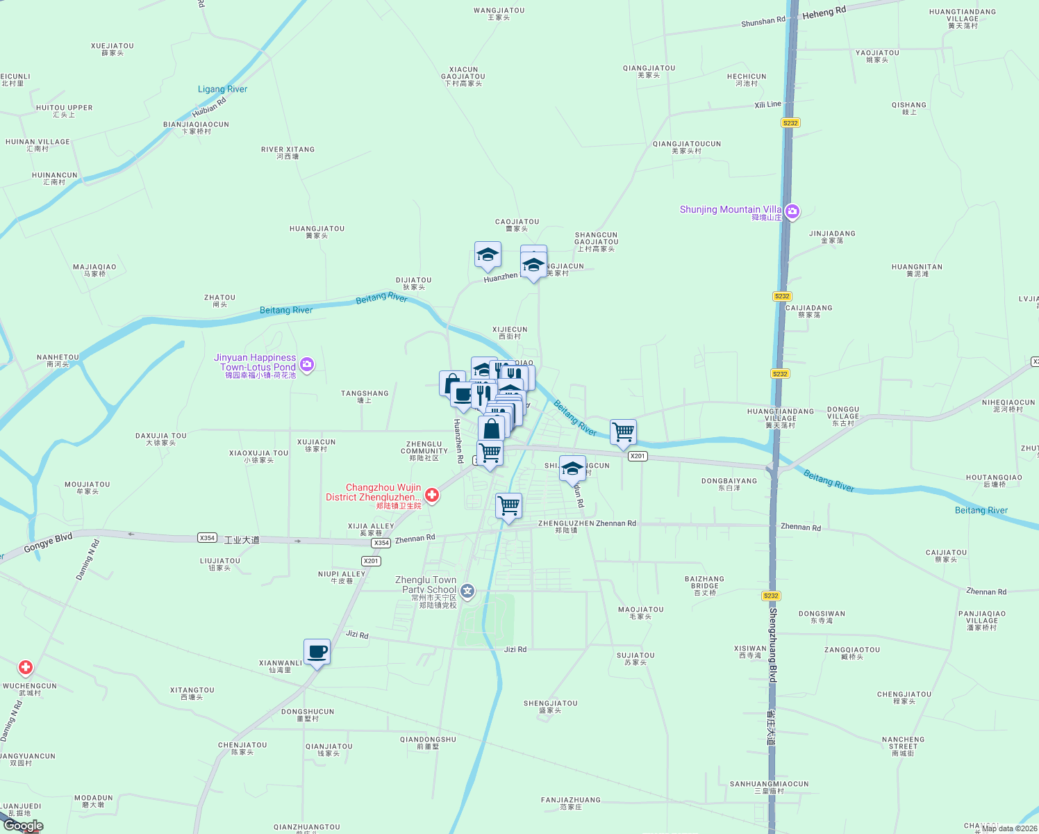 map of restaurants, bars, coffee shops, grocery stores, and more near in Changzhou