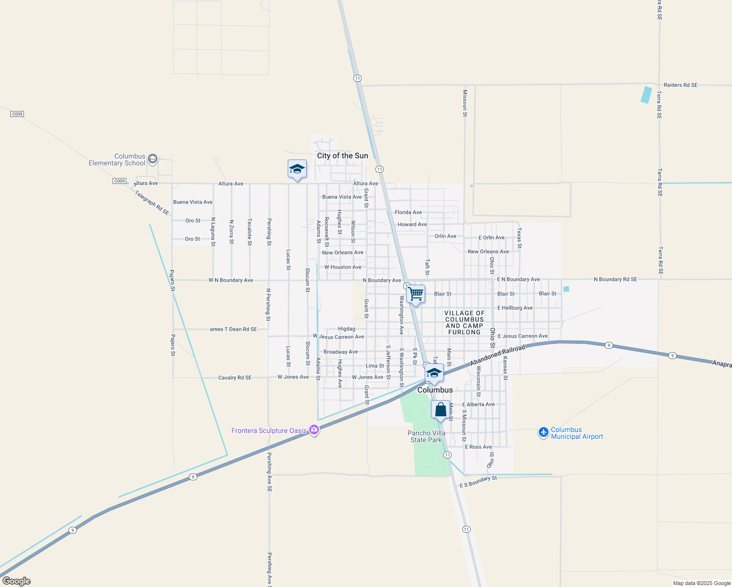 map of restaurants, bars, coffee shops, grocery stores, and more near Grant Street in Columbus
