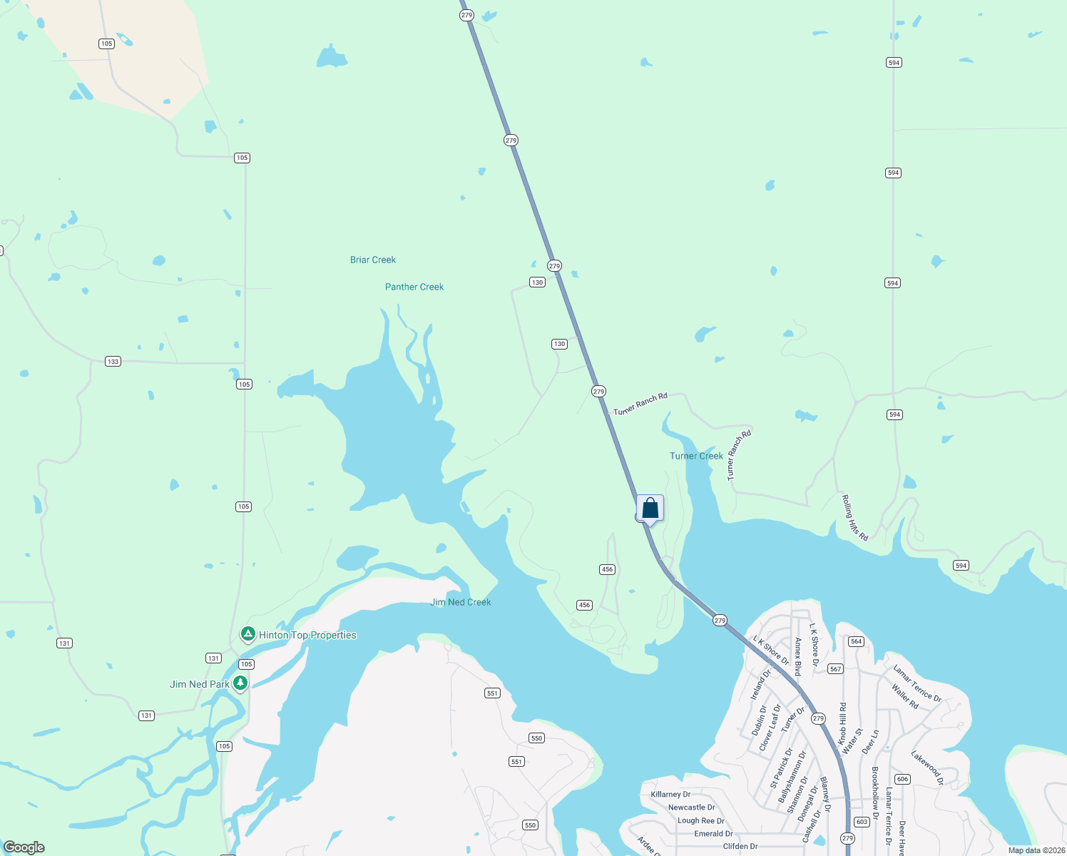 map of restaurants, bars, coffee shops, grocery stores, and more near 10030 County Road 130 in Brownwood