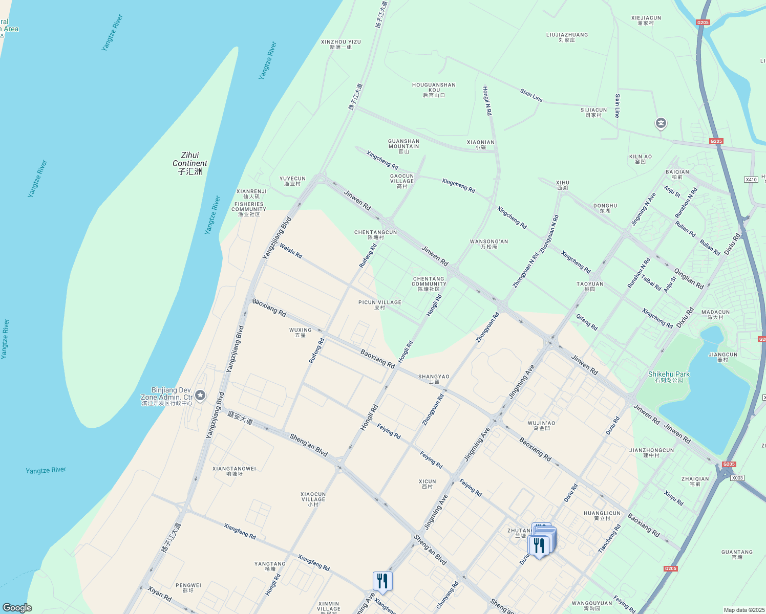 map of restaurants, bars, coffee shops, grocery stores, and more near 5 Wei Shi Lu in Nan Jing Shi