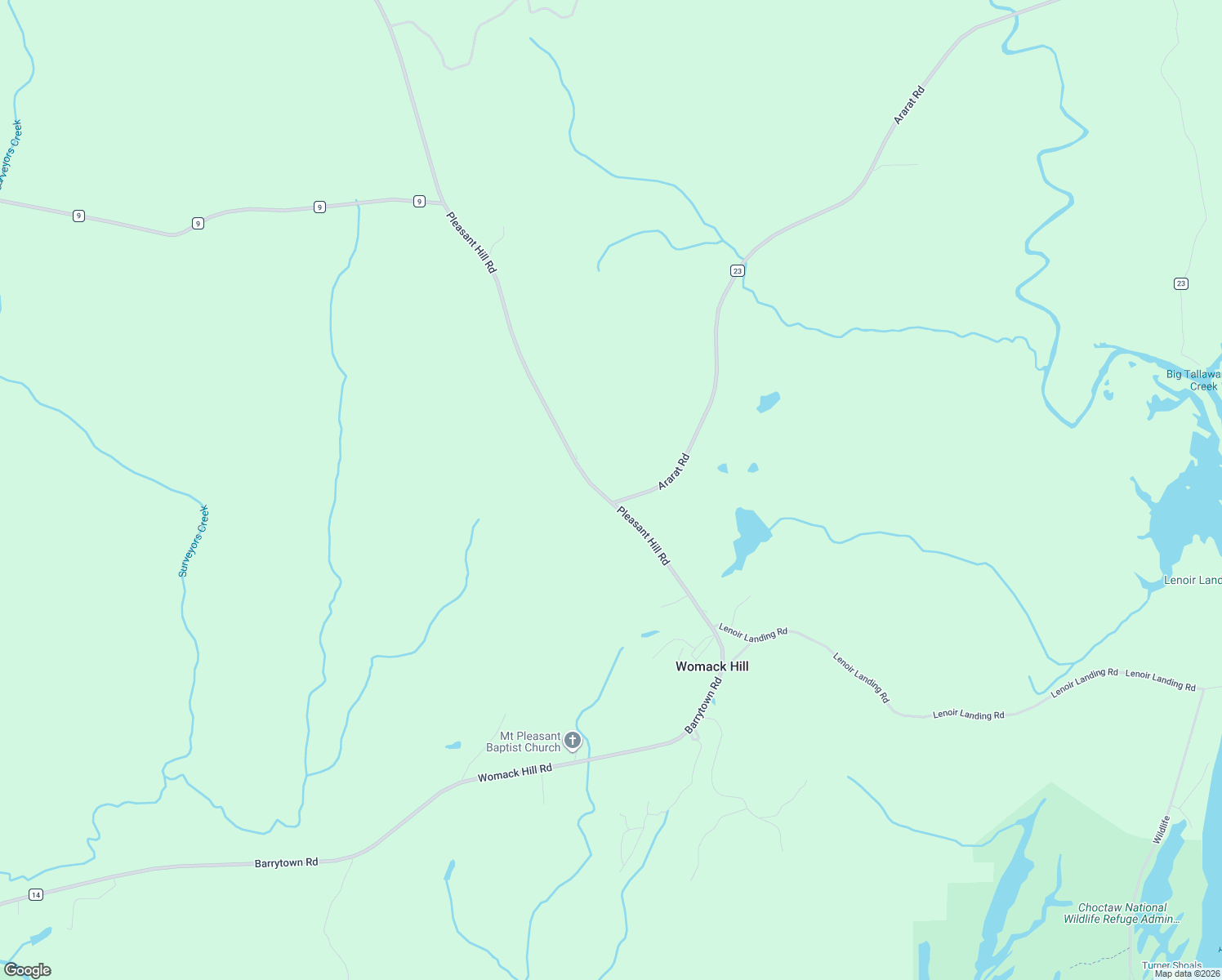 map of restaurants, bars, coffee shops, grocery stores, and more near 988 Pleasant Hill Road in Gilbertown