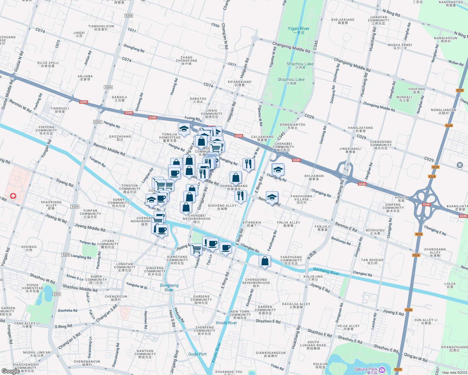 map of restaurants, bars, coffee shops, grocery stores, and more near in Suzhou