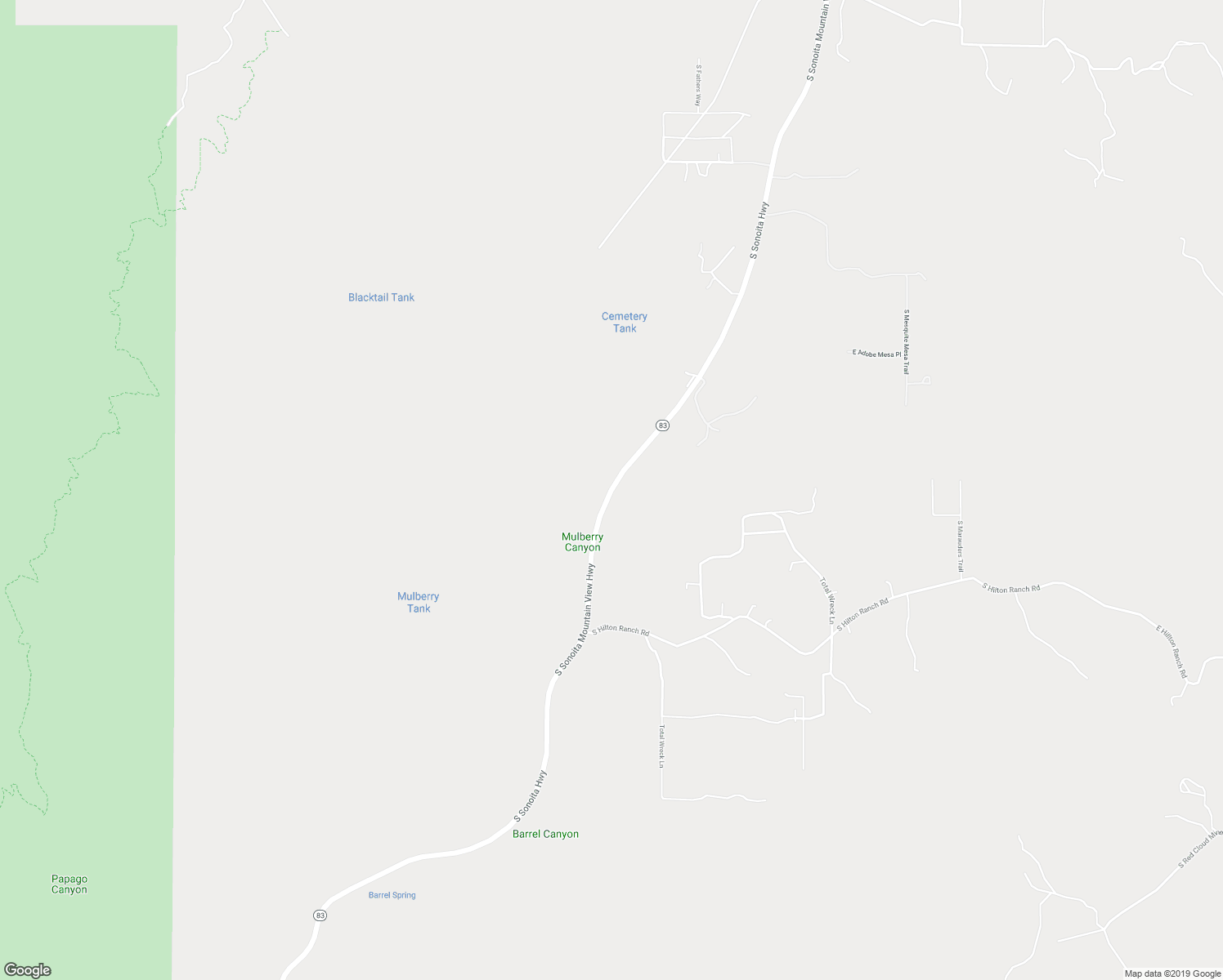 map of restaurants, bars, coffee shops, grocery stores, and more near South Sonoita Highway in Vail