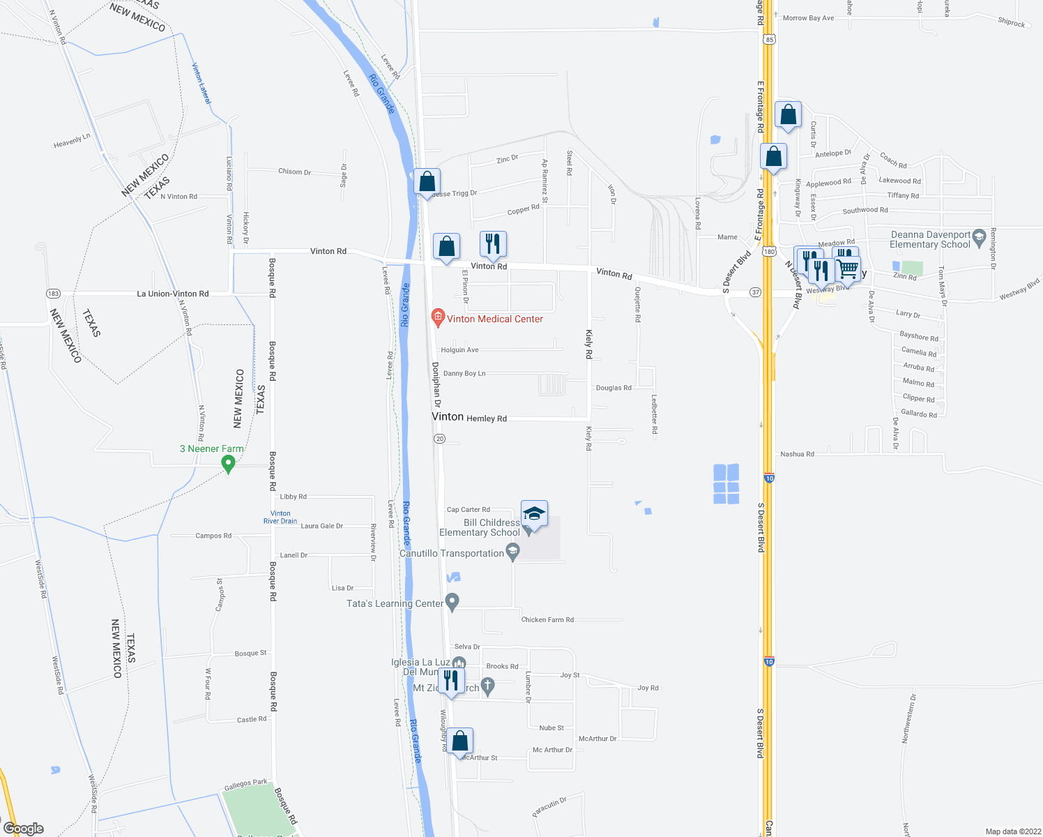 map of restaurants, bars, coffee shops, grocery stores, and more near 230 Hemley Road in Vinton