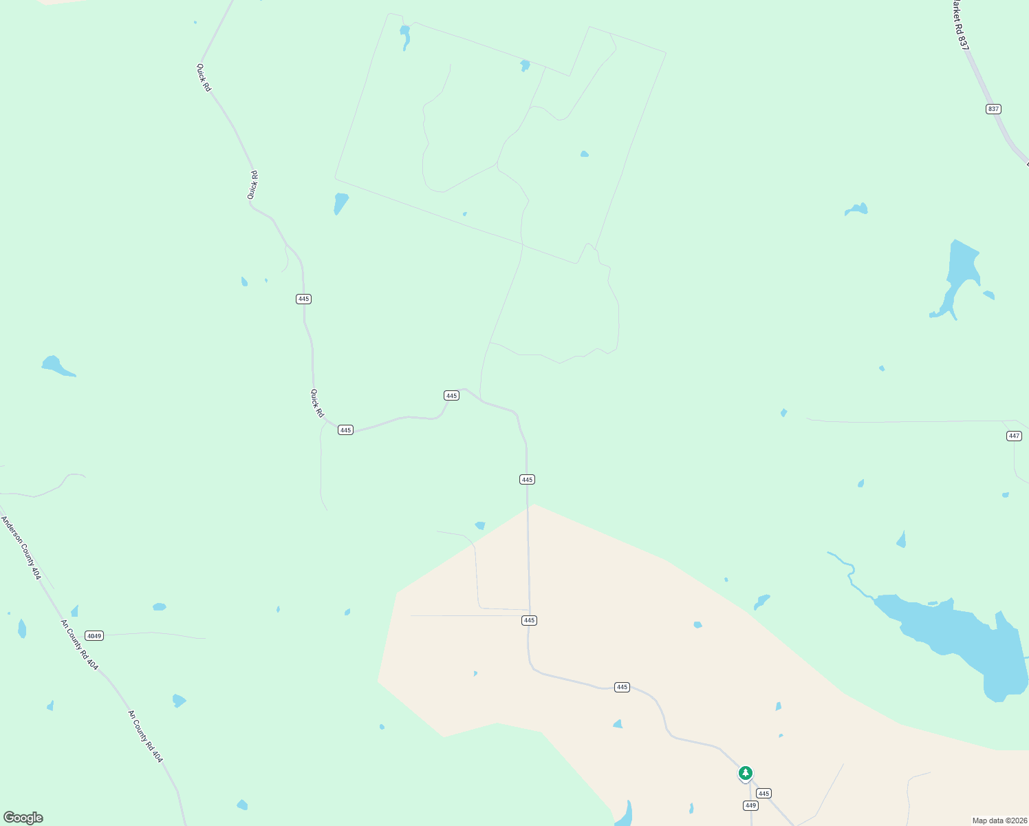 map of restaurants, bars, coffee shops, grocery stores, and more near County Road 445 in Palestine