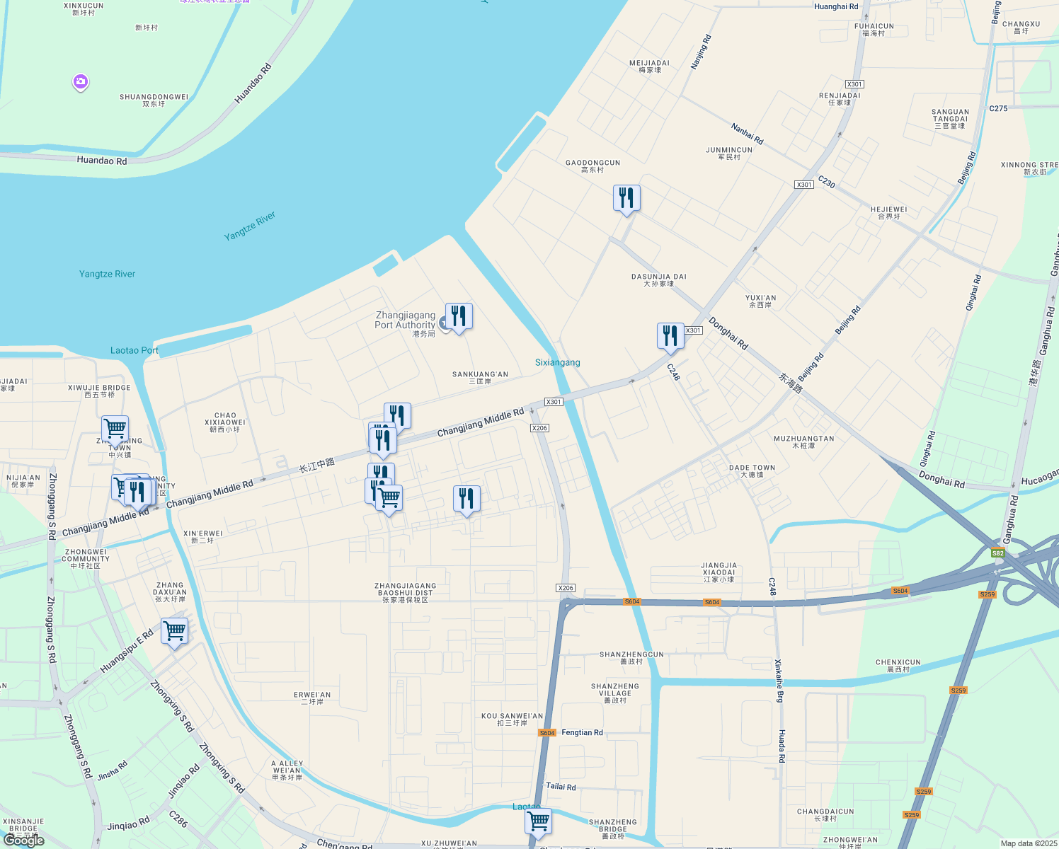 map of restaurants, bars, coffee shops, grocery stores, and more near Bei Jing Lu in Suzhou Shi