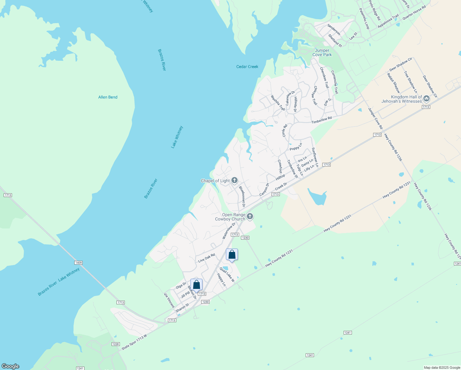 map of restaurants, bars, coffee shops, grocery stores, and more near 177 Catfish Trail in Whitney
