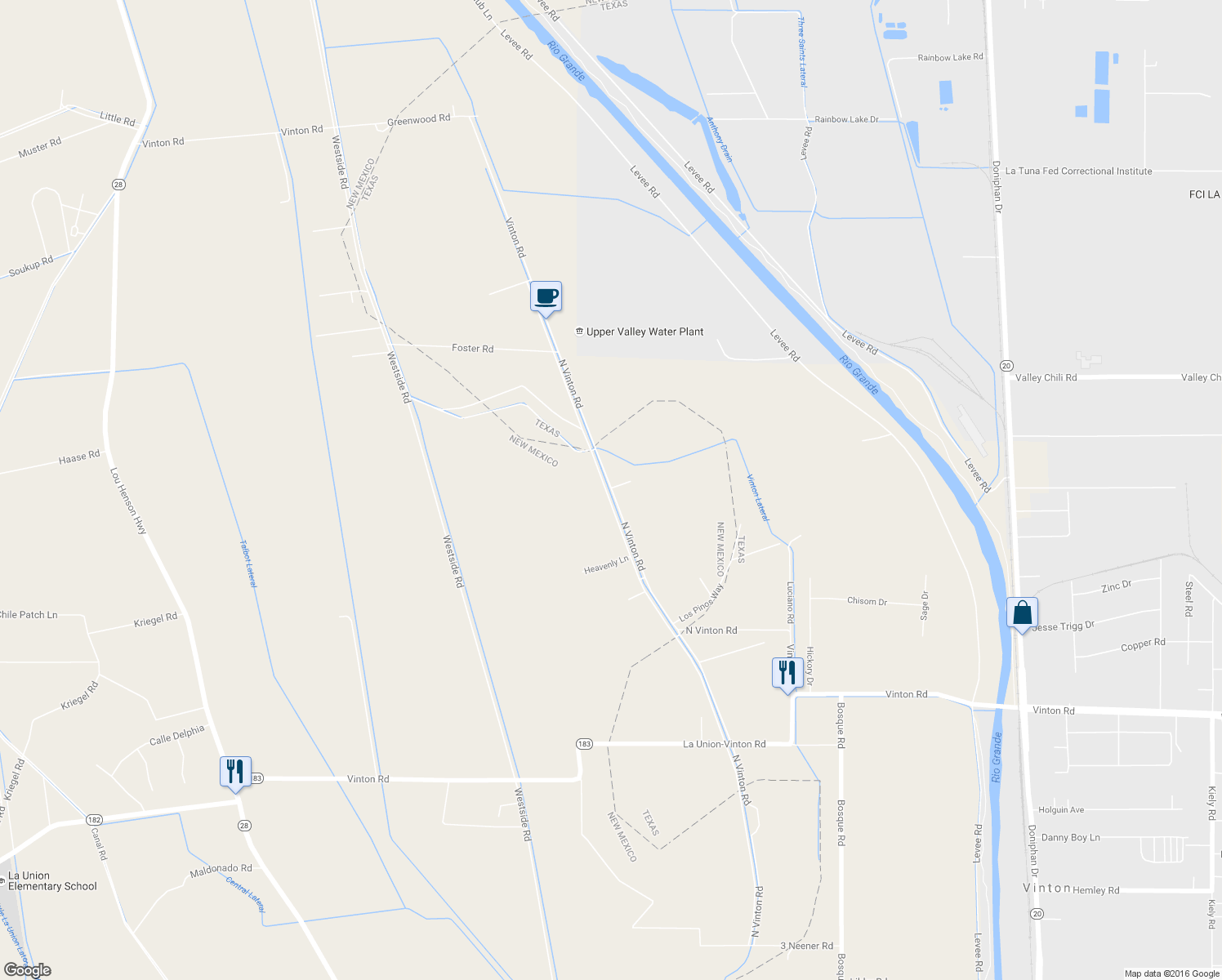 map of restaurants, bars, coffee shops, grocery stores, and more near 1610 North Vinton Road in Anthony