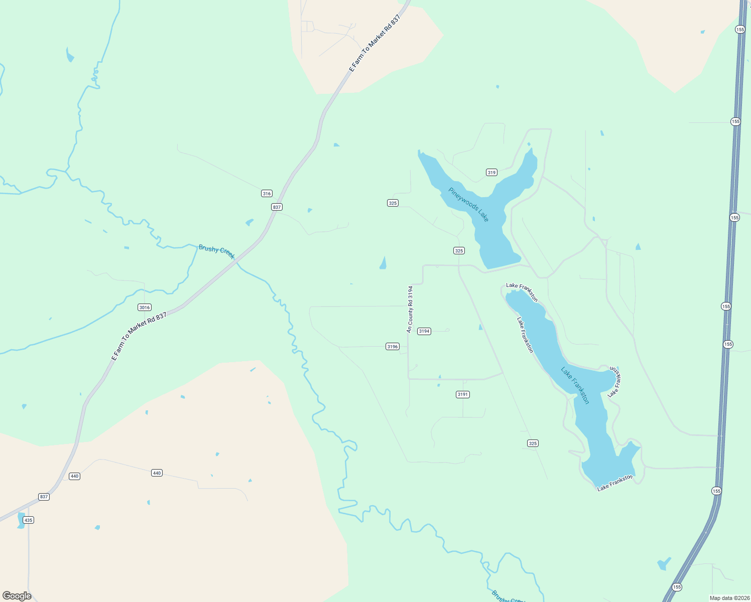 map of restaurants, bars, coffee shops, grocery stores, and more near 300 An County Road 3193 in Frankston