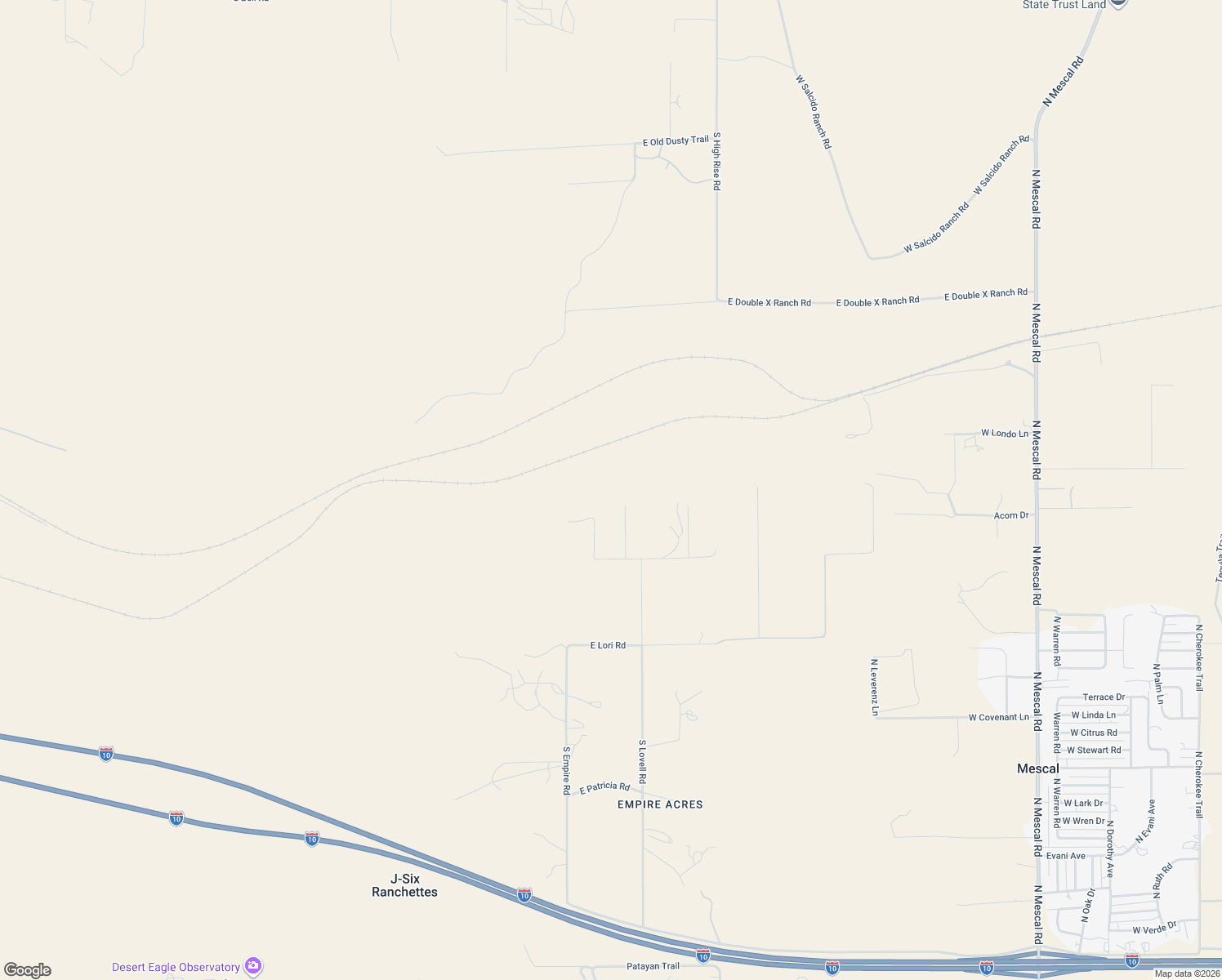 map of restaurants, bars, coffee shops, grocery stores, and more near 25245 East Castle Rock Kennel Drive in Benson
