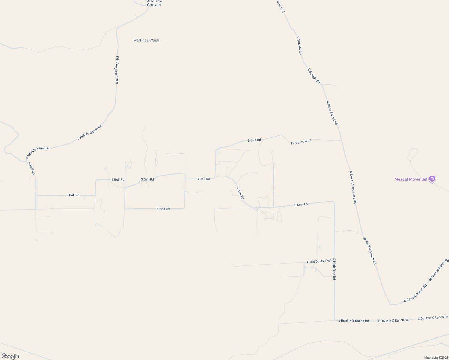 map of restaurants, bars, coffee shops, grocery stores, and more near 13510 East Bell Road in Benson