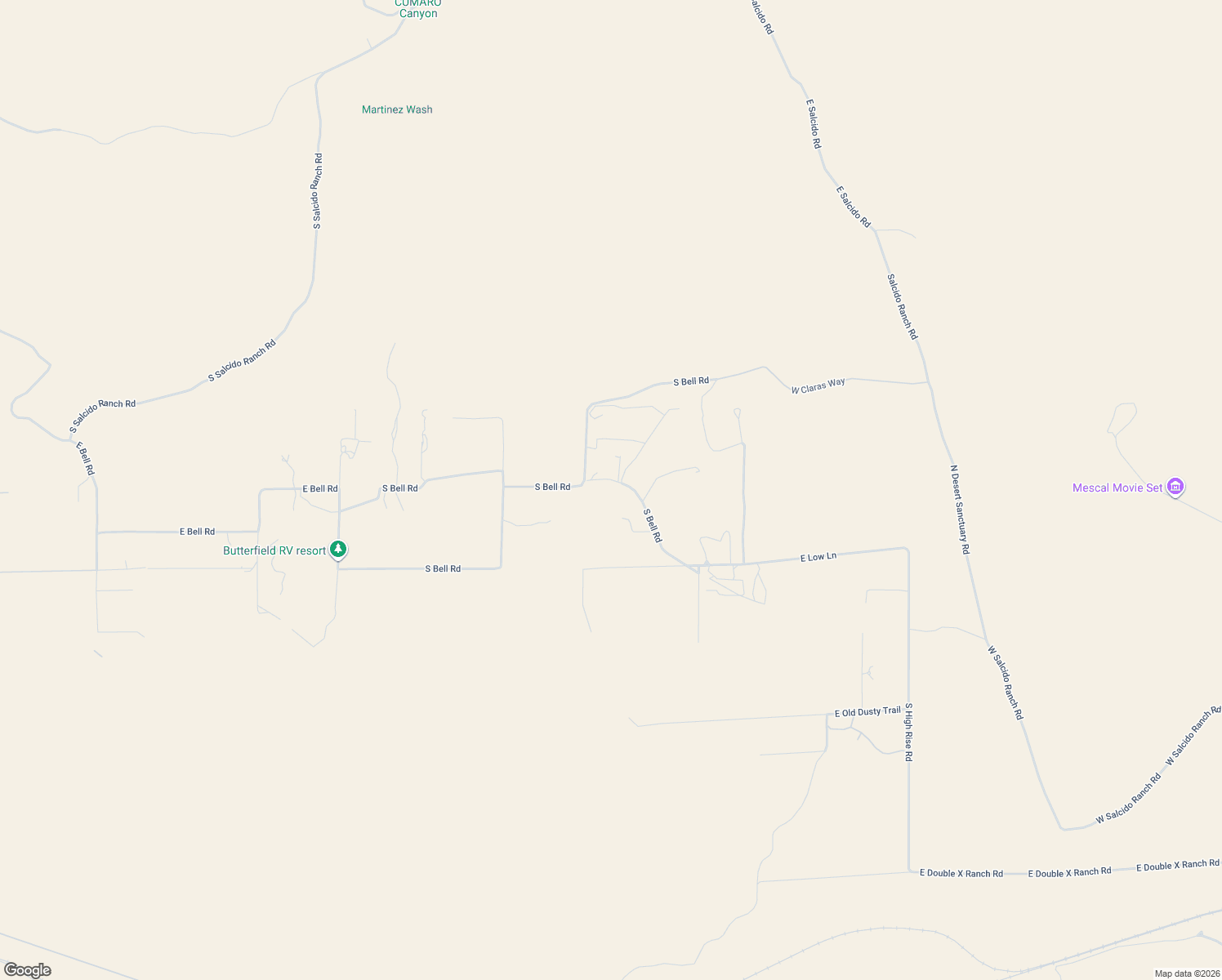 map of restaurants, bars, coffee shops, grocery stores, and more near 13510 East Bell Road in Benson