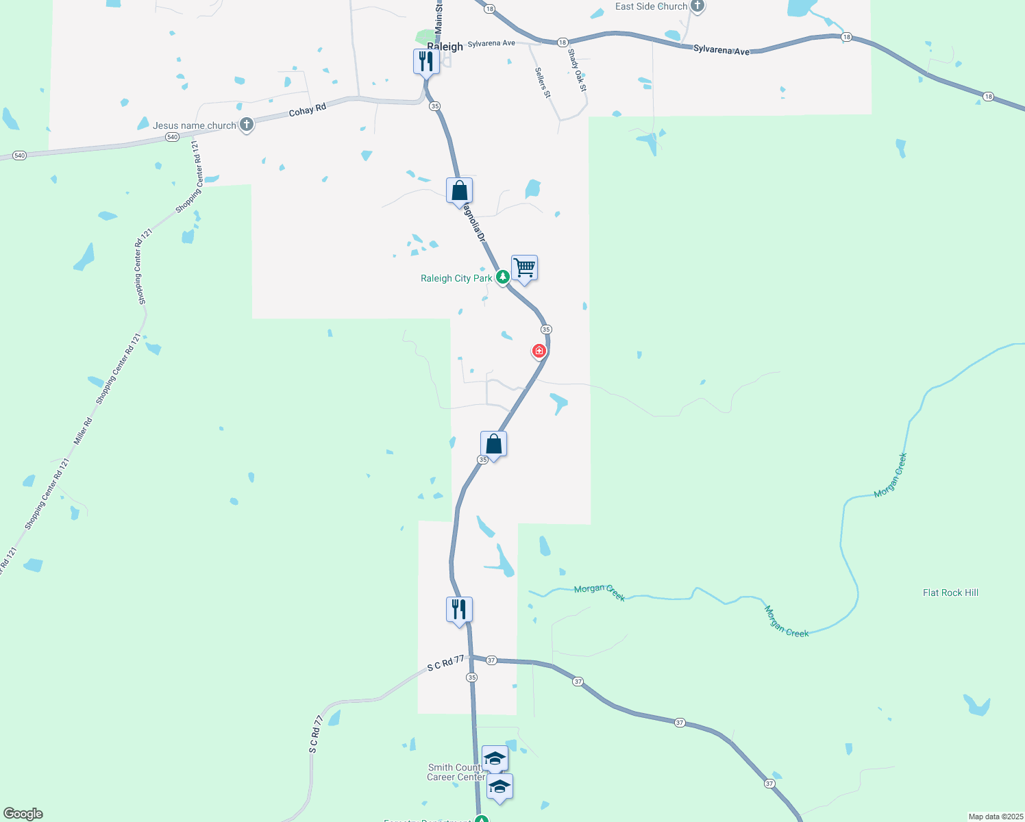 map of restaurants, bars, coffee shops, grocery stores, and more near Magnolia Drive in Raleigh