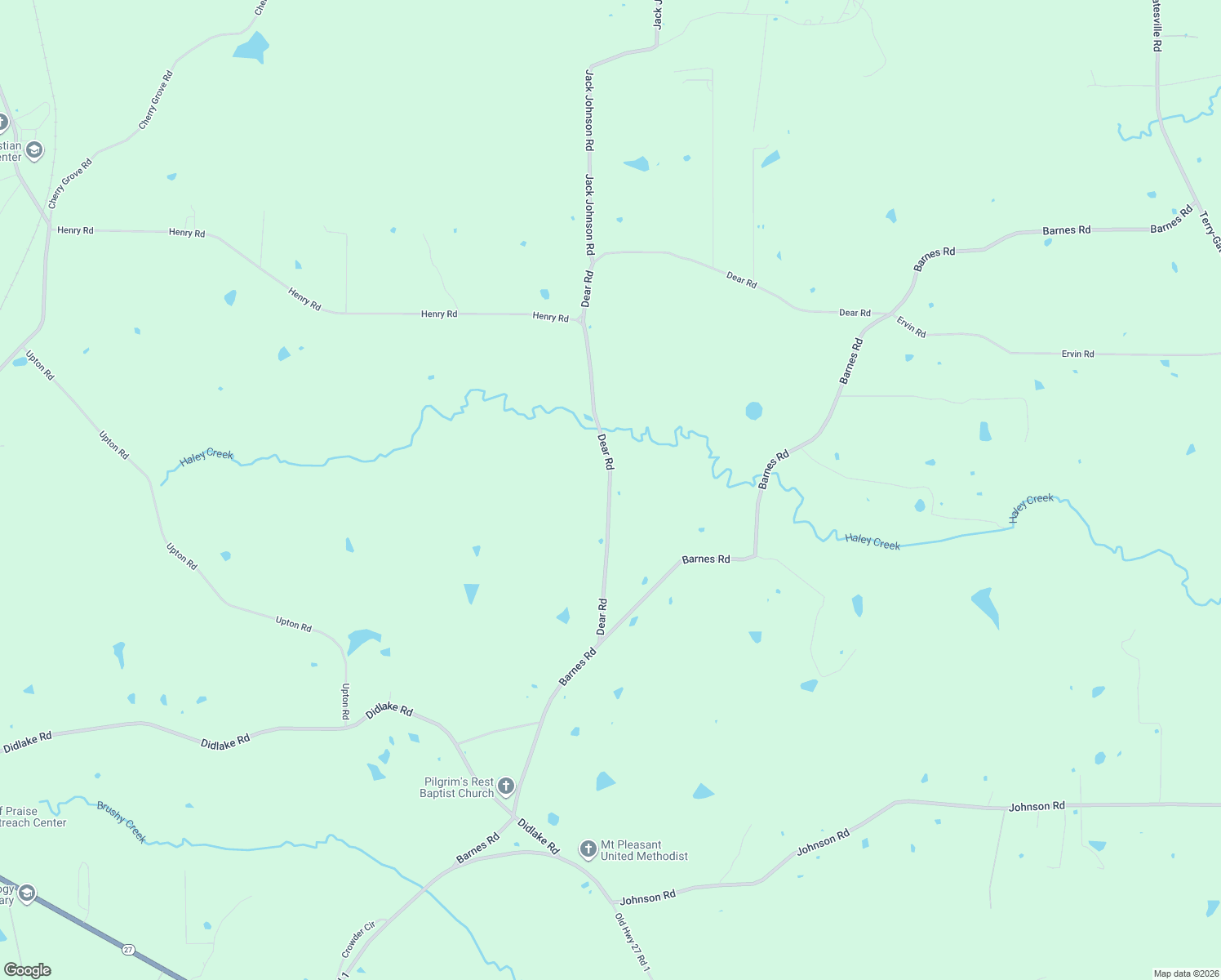map of restaurants, bars, coffee shops, grocery stores, and more near 2021 Dear Road in Crystal Springs