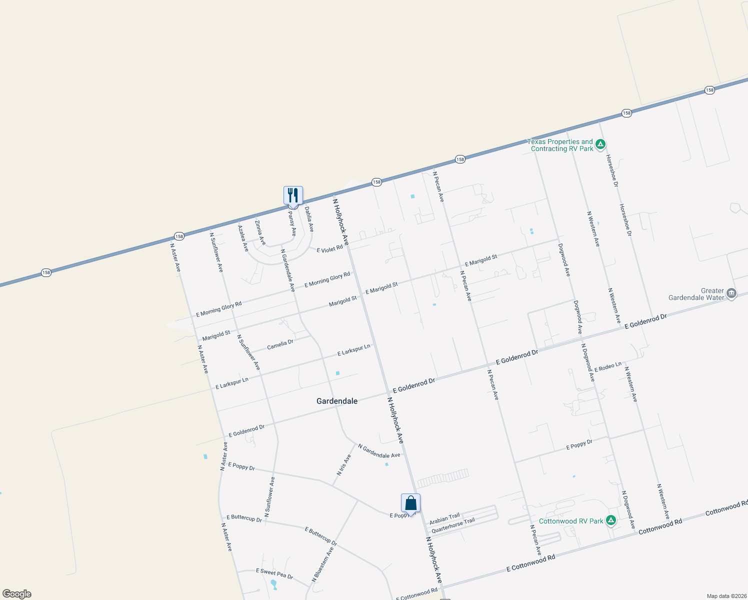 map of restaurants, bars, coffee shops, grocery stores, and more near 16396 North Hollyhock Avenue in Gardendale