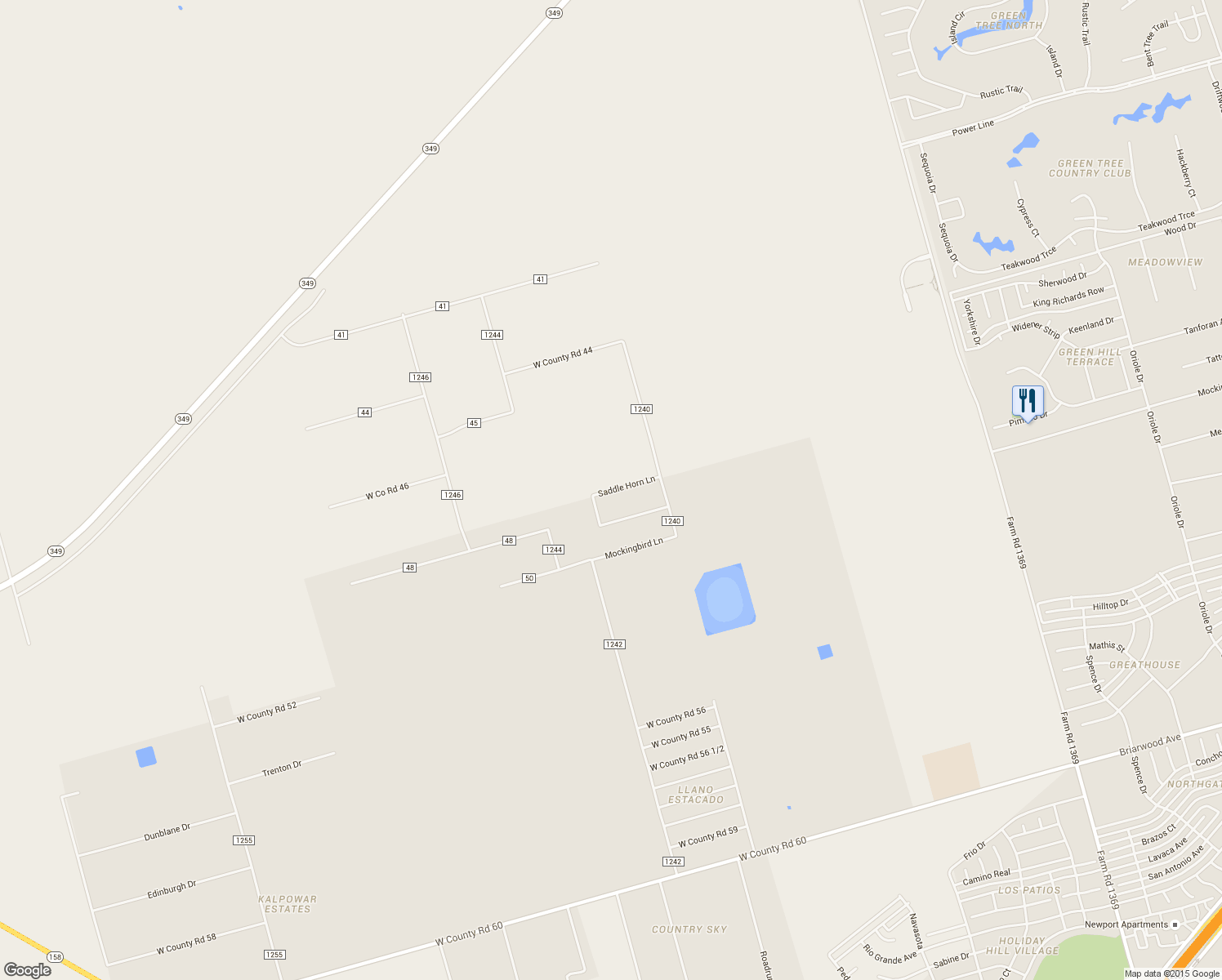 map of restaurants, bars, coffee shops, grocery stores, and more near 6500 Saddle Horn Lane in Midland