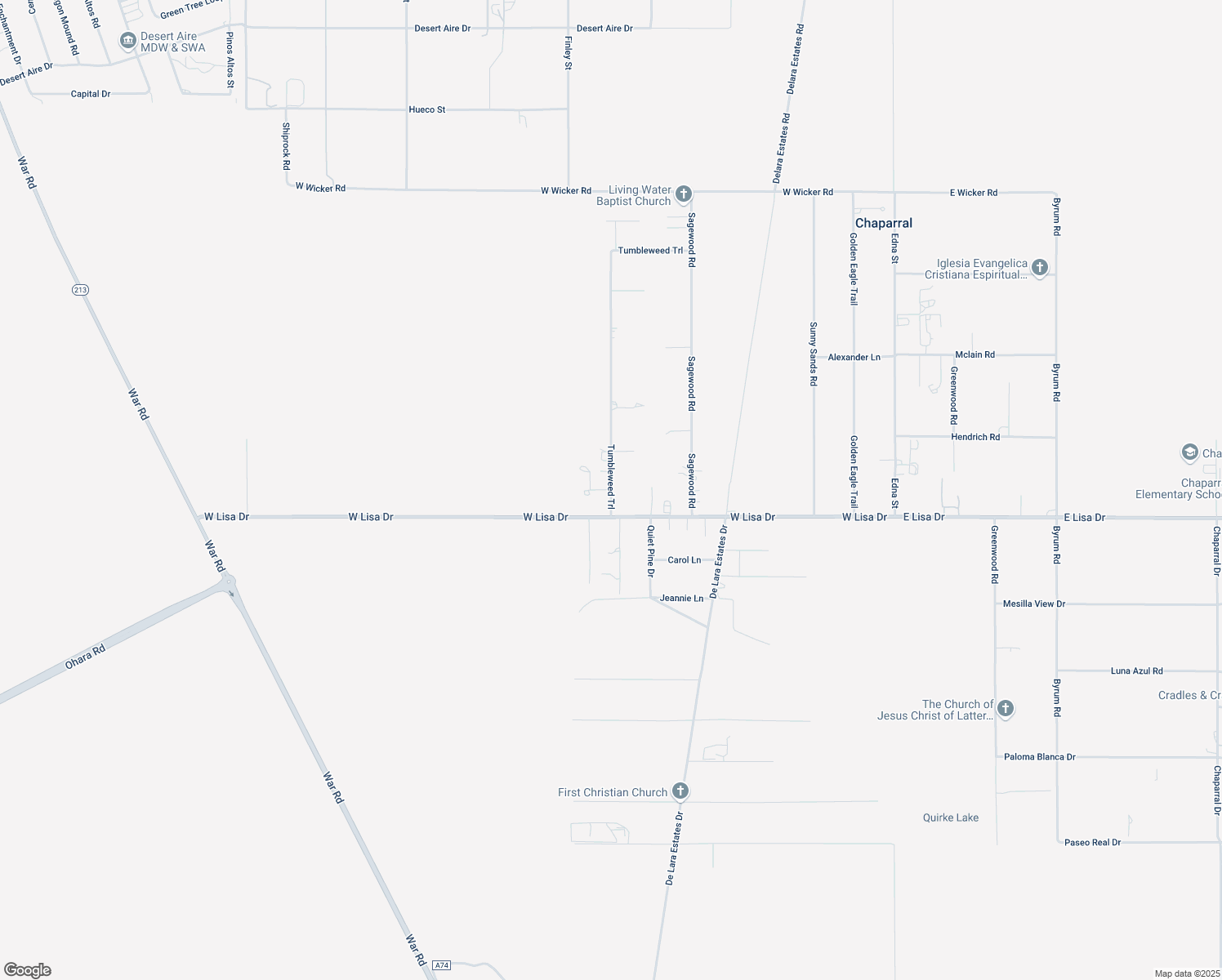 map of restaurants, bars, coffee shops, grocery stores, and more near 634 Tumbleweed Rd in Chaparral