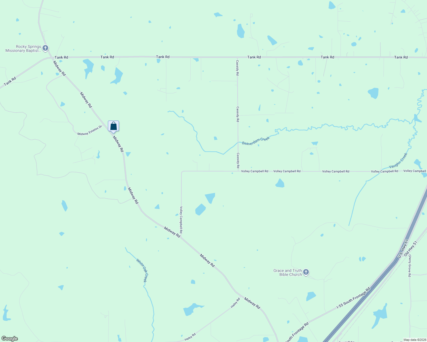 map of restaurants, bars, coffee shops, grocery stores, and more near 3148 Volley Campbell Road in Terry