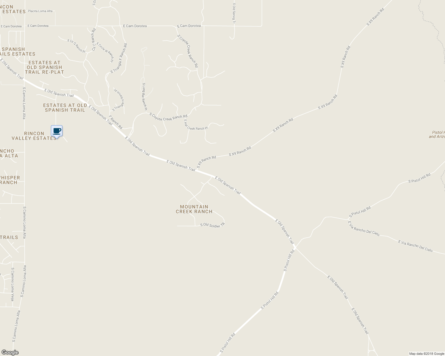 map of restaurants, bars, coffee shops, grocery stores, and more near 15645 East Old Spanish Trail in Vail