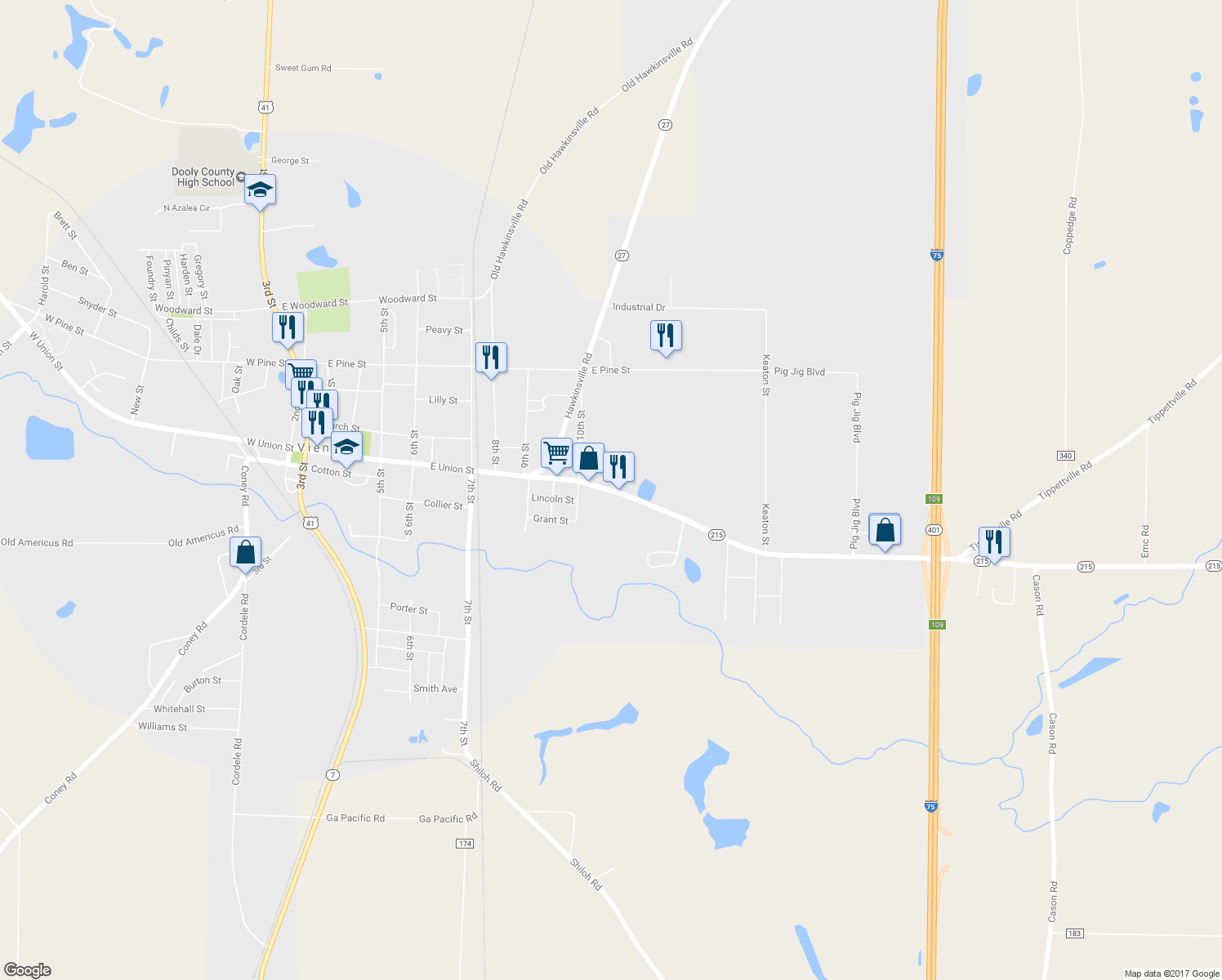map of restaurants, bars, coffee shops, grocery stores, and more near 915 East Union Street in Vienna
