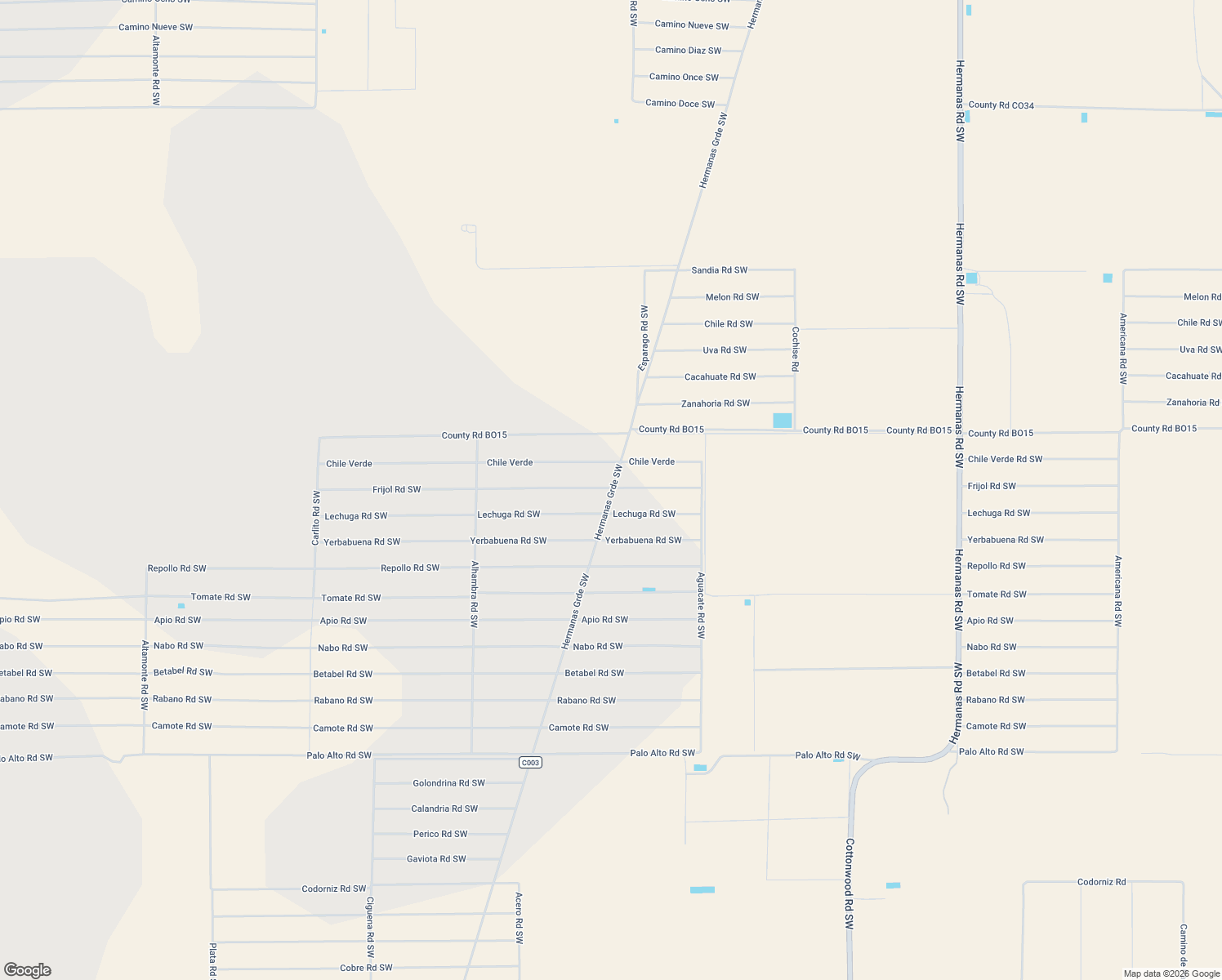 map of restaurants, bars, coffee shops, grocery stores, and more near Zanahoria Rd SW in Deming