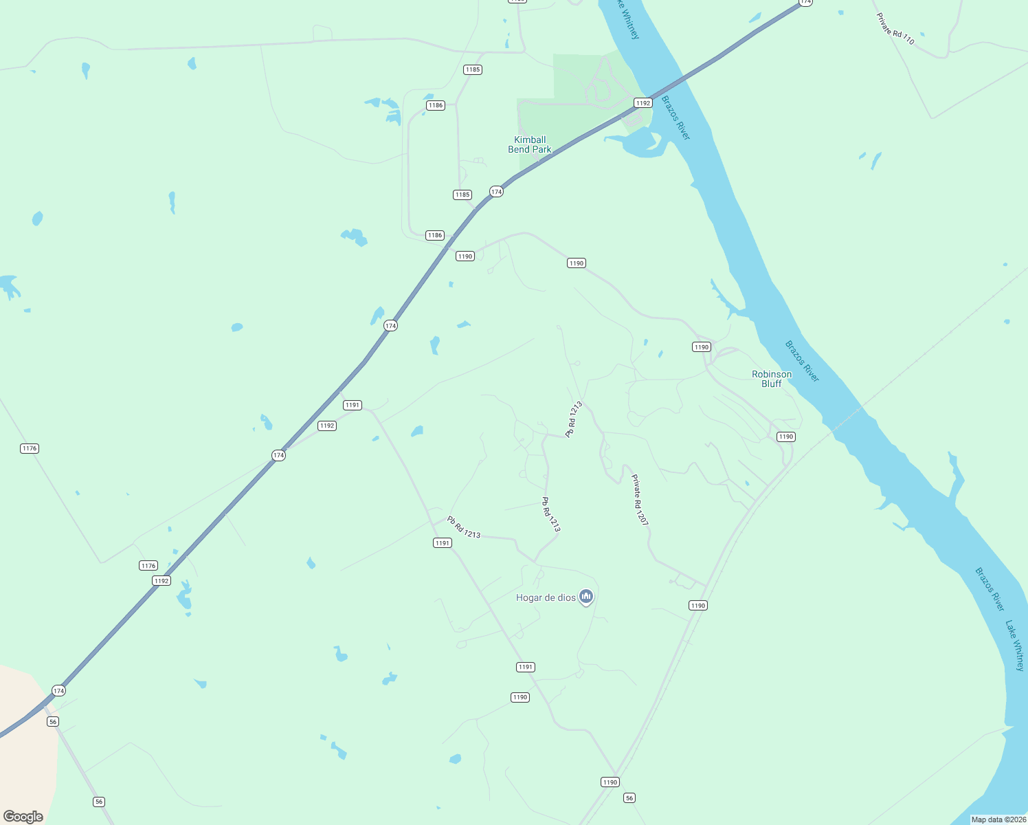 map of restaurants, bars, coffee shops, grocery stores, and more near Pb Road 1215 in Bosque County