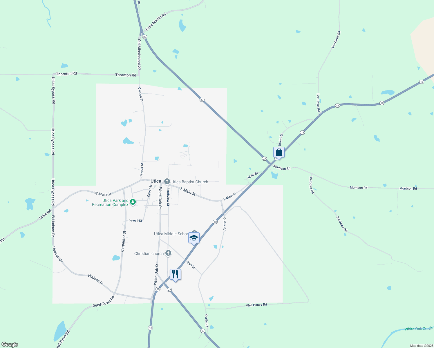 map of restaurants, bars, coffee shops, grocery stores, and more near 311 Mixon St in Utica
