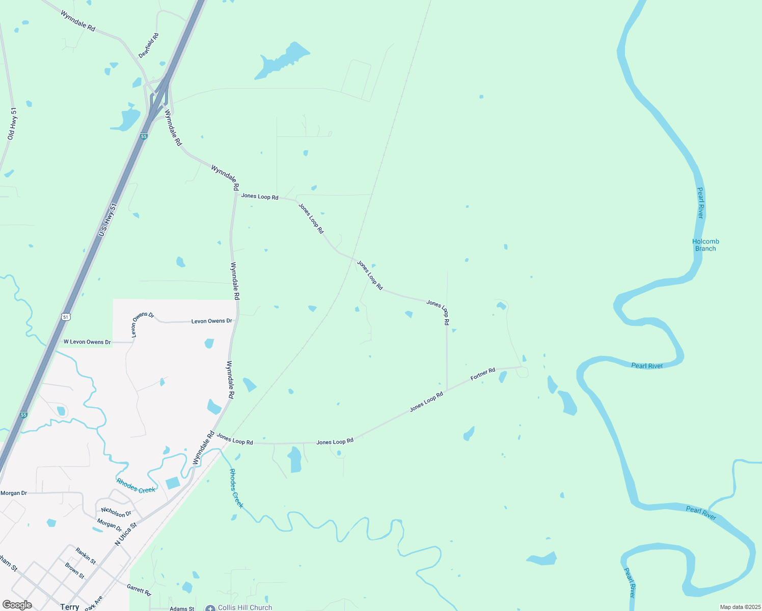 map of restaurants, bars, coffee shops, grocery stores, and more near 2950 Jones Loop in Terry