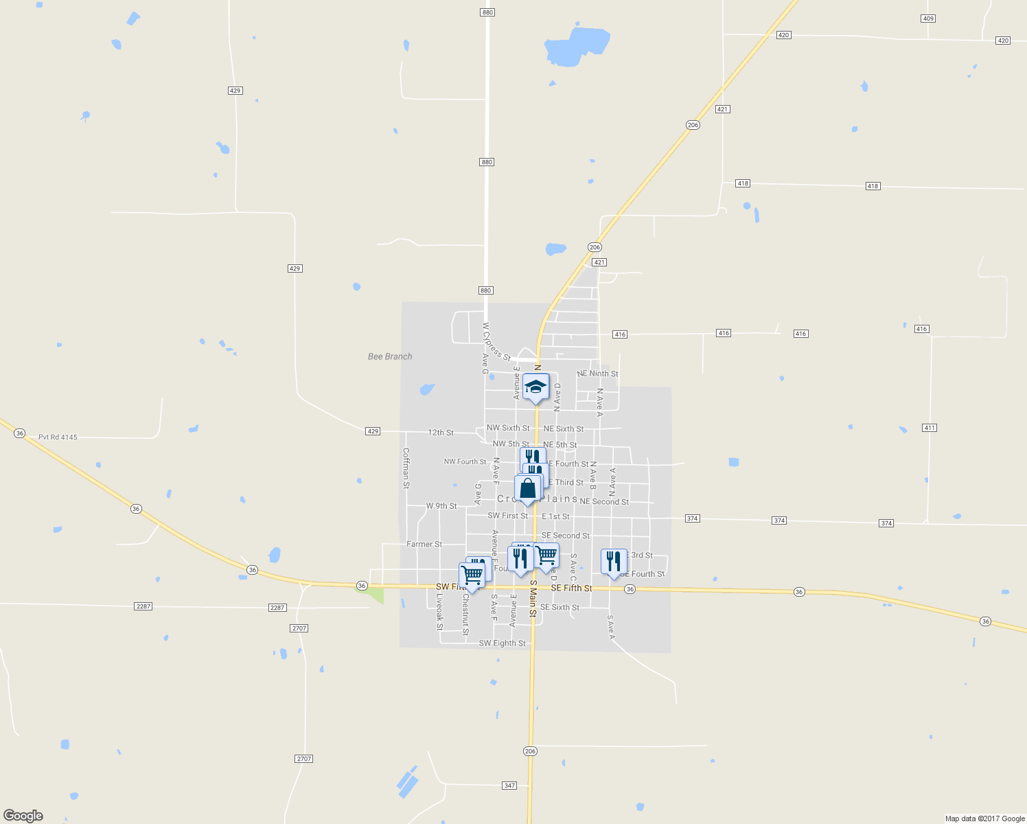 map of restaurants, bars, coffee shops, grocery stores, and more near 641 Avenue East in Cross Plains