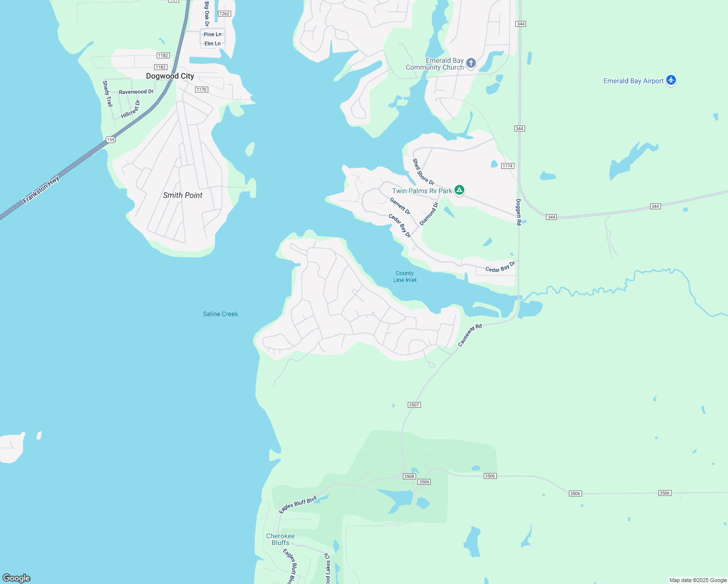 map of restaurants, bars, coffee shops, grocery stores, and more near 16093 Treasure Cove in Bullard