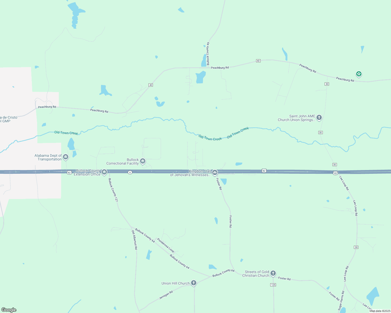 map of restaurants, bars, coffee shops, grocery stores, and more near Sidney Ln in Union Springs