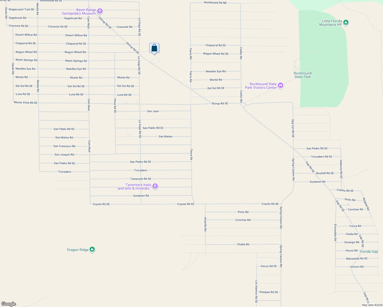 map of restaurants, bars, coffee shops, grocery stores, and more near San Joaquin in Deming