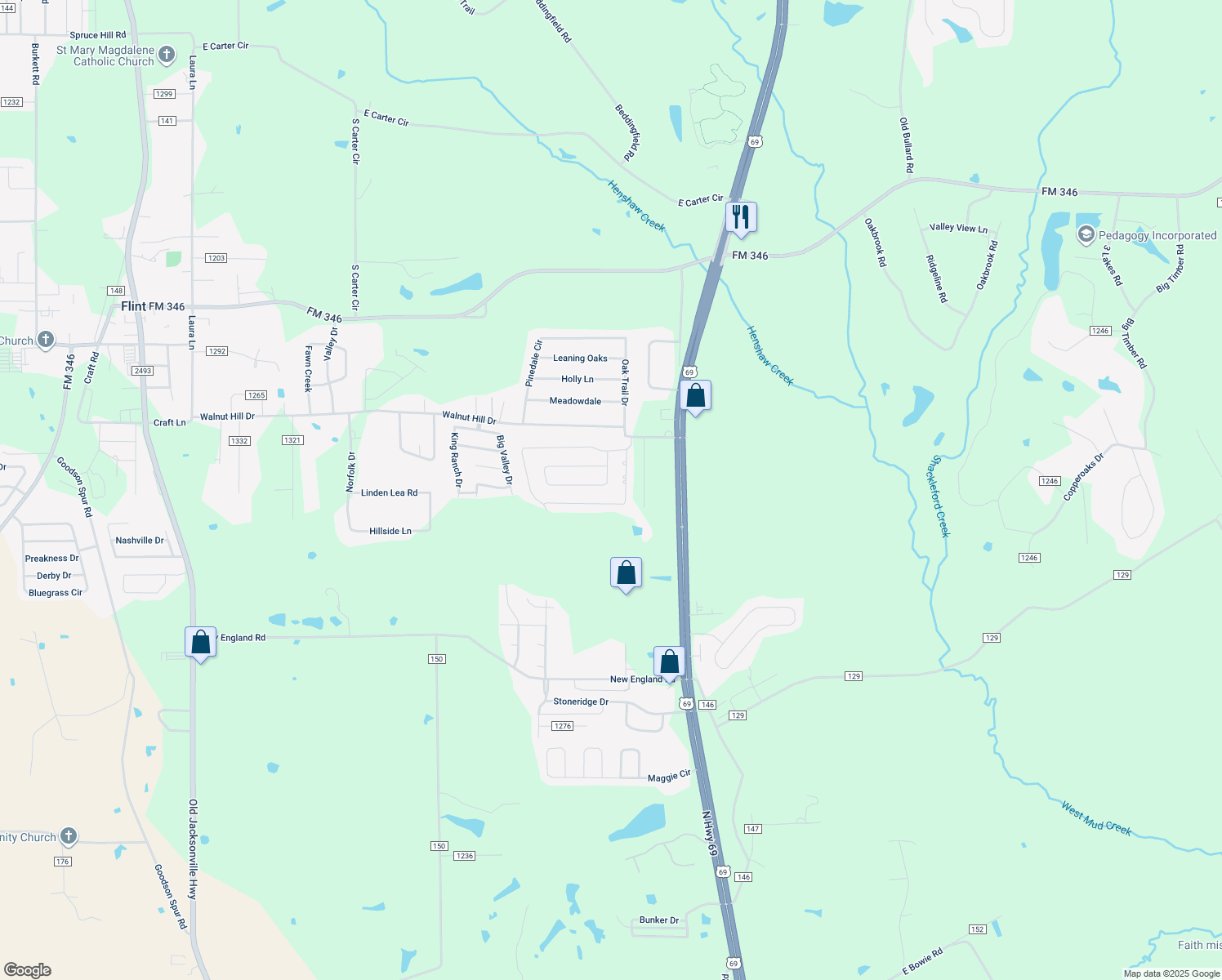 map of restaurants, bars, coffee shops, grocery stores, and more near 3072 Yasmeen Cir in Flint