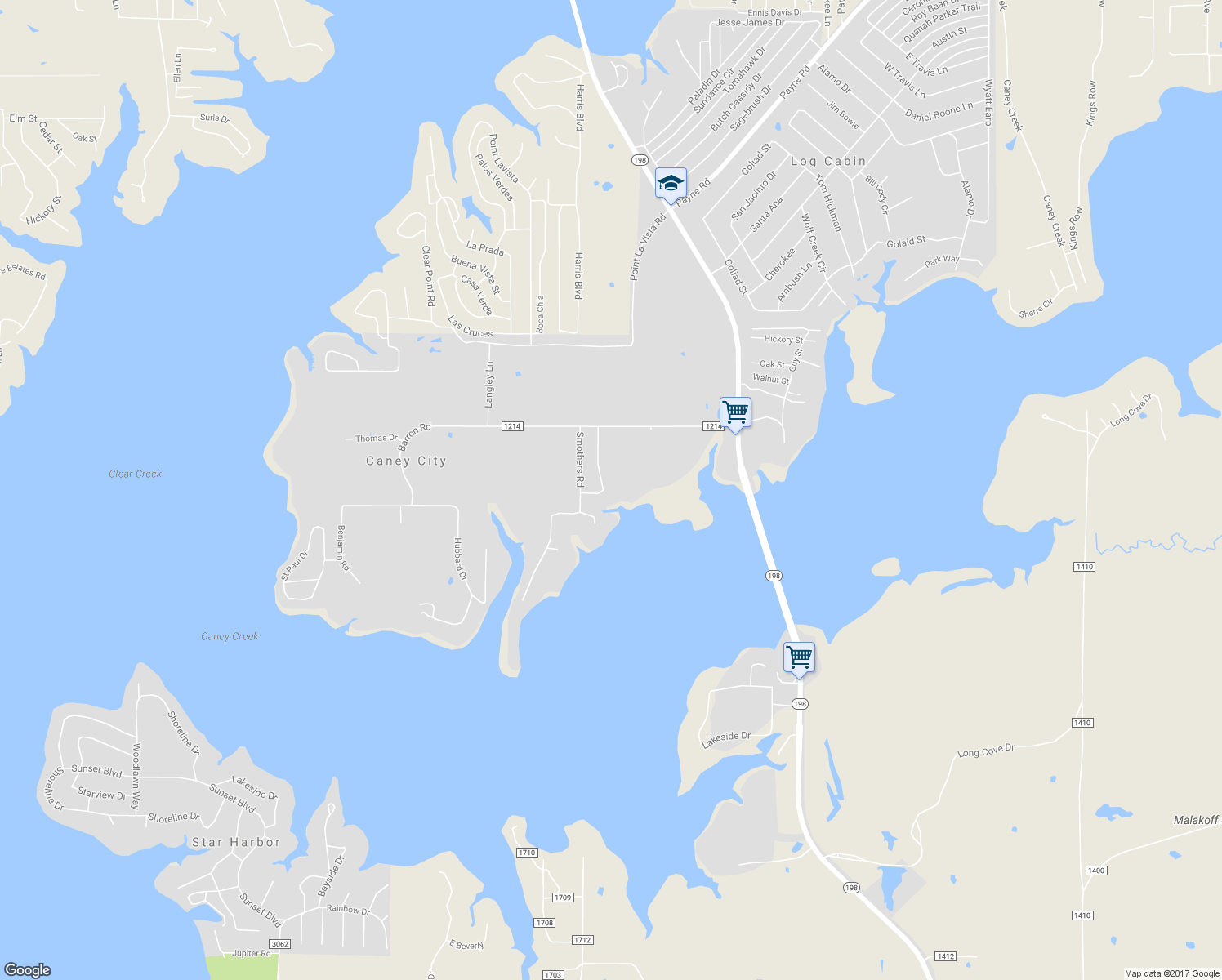 map of restaurants, bars, coffee shops, grocery stores, and more near 4278 Leroy Kirby Road in Malakoff