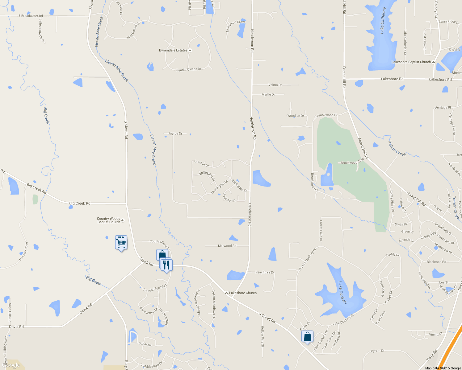 map of restaurants, bars, coffee shops, grocery stores, and more near 196 Raulston Drive in Jackson