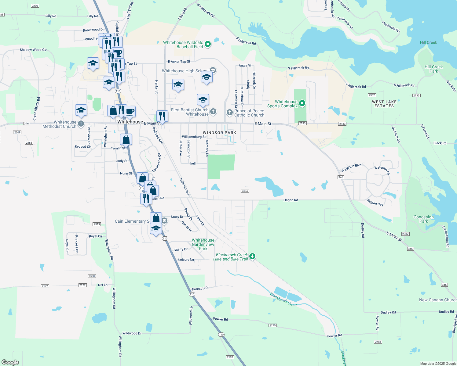 map of restaurants, bars, coffee shops, grocery stores, and more near 969 Hagan Rd in Whitehouse