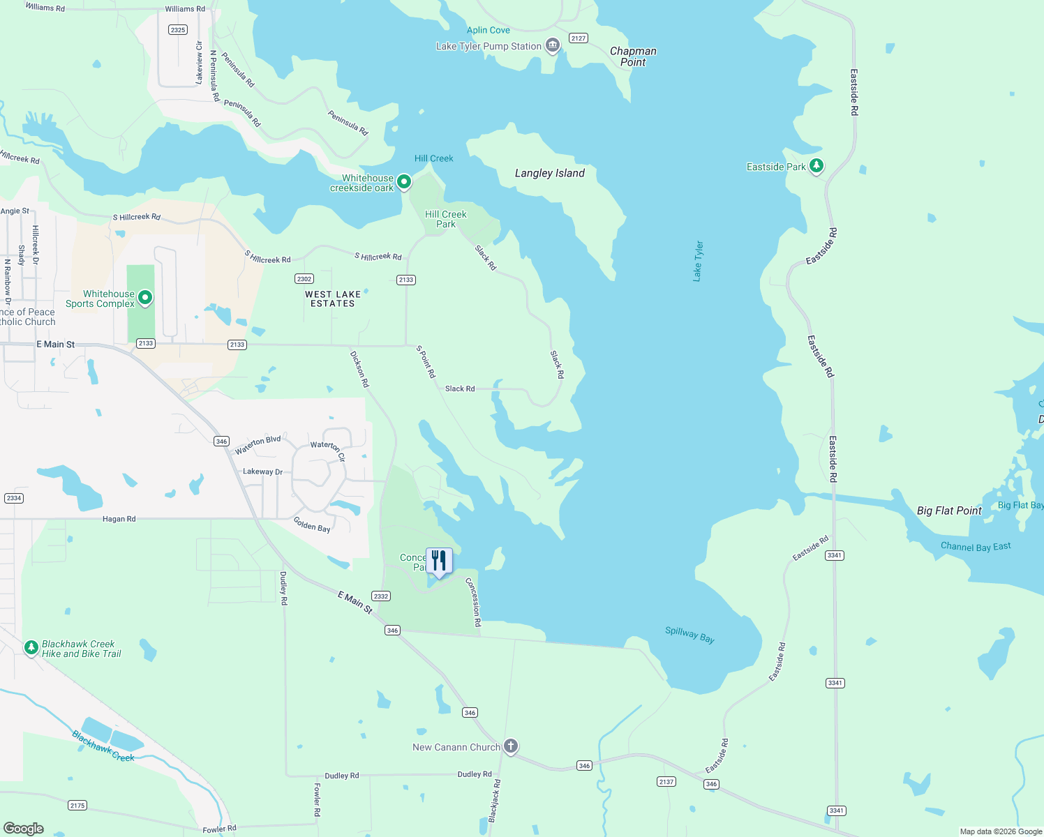 map of restaurants, bars, coffee shops, grocery stores, and more near 17873 Slack Road in Whitehouse