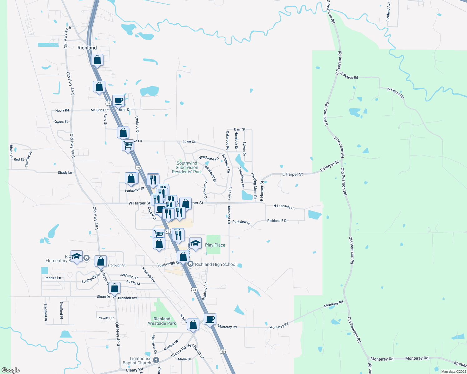 map of restaurants, bars, coffee shops, grocery stores, and more near 631 Lowe Cir in Richland