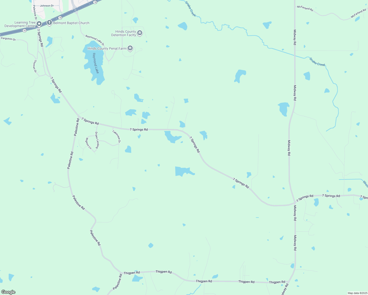 map of restaurants, bars, coffee shops, grocery stores, and more near 3429 7 Springs Road in Raymond