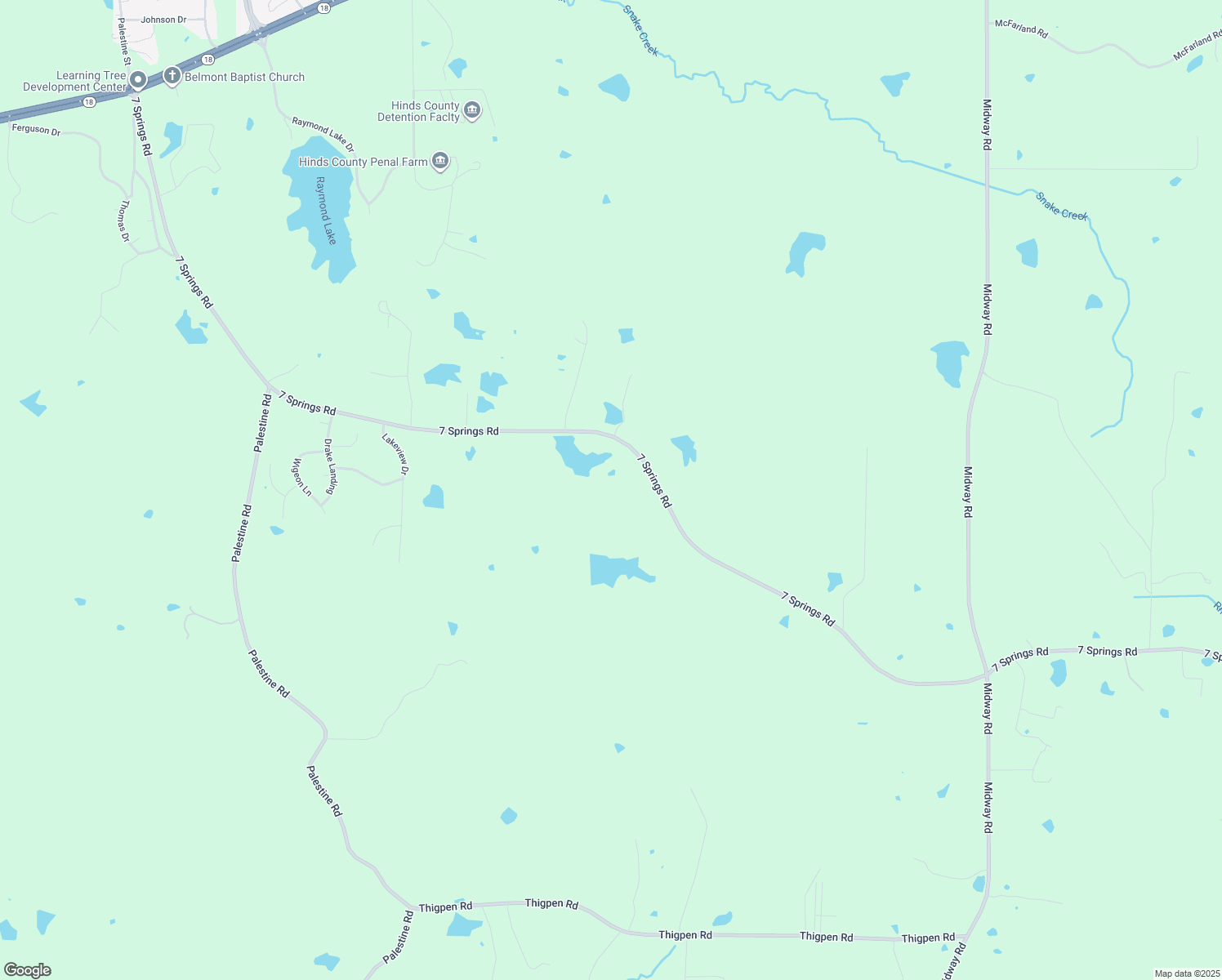 map of restaurants, bars, coffee shops, grocery stores, and more near 3429 7 Springs Road in Raymond