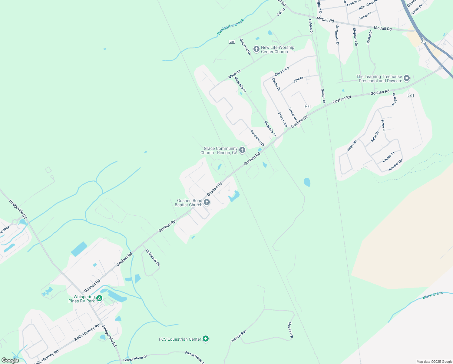 map of restaurants, bars, coffee shops, grocery stores, and more near 211 Hubener Drive in Rincon
