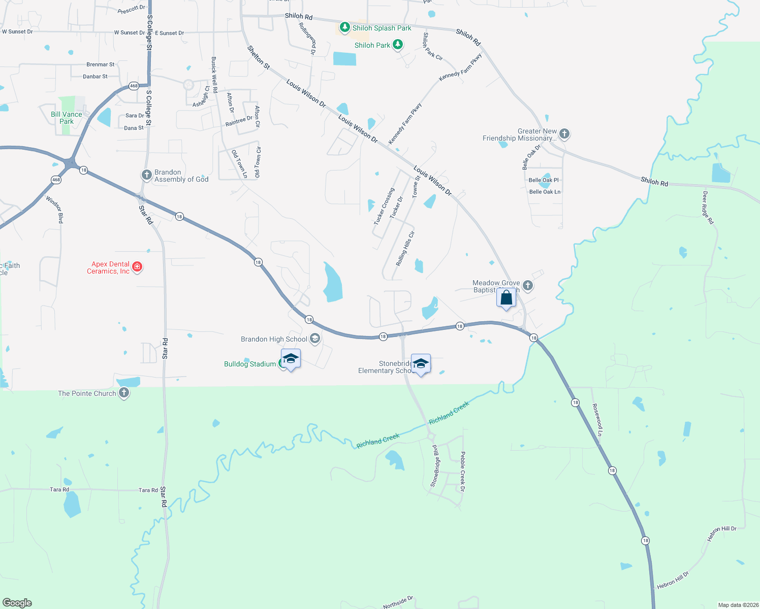 map of restaurants, bars, coffee shops, grocery stores, and more near Hartwood Cove in Brandon