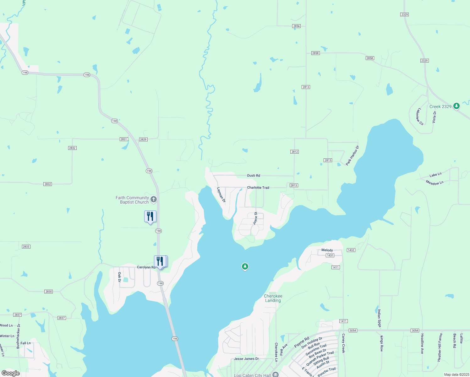 map of restaurants, bars, coffee shops, grocery stores, and more near 6904 Scott Street in Eustace