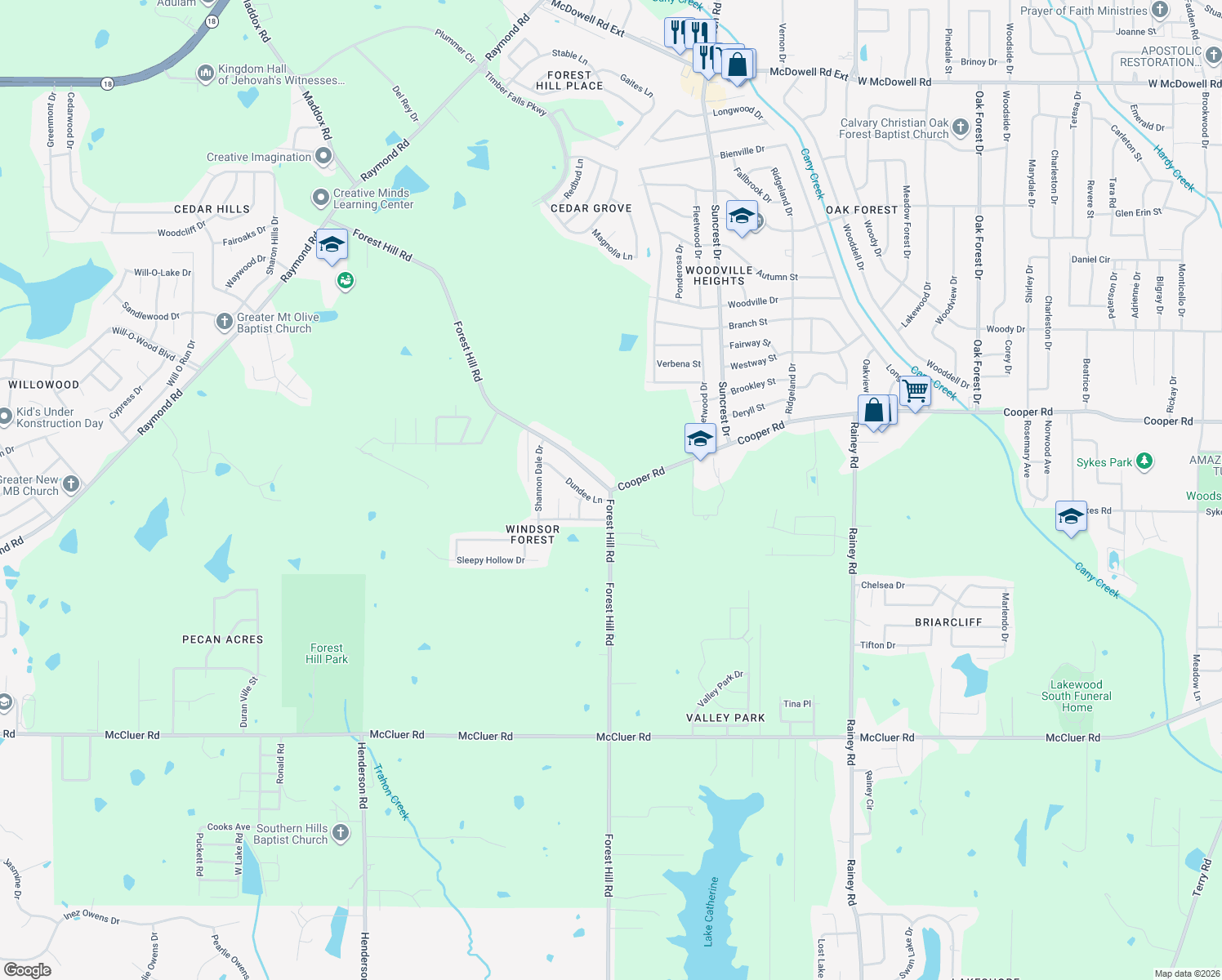 map of restaurants, bars, coffee shops, grocery stores, and more near 1299 Cooper Rd in Jackson