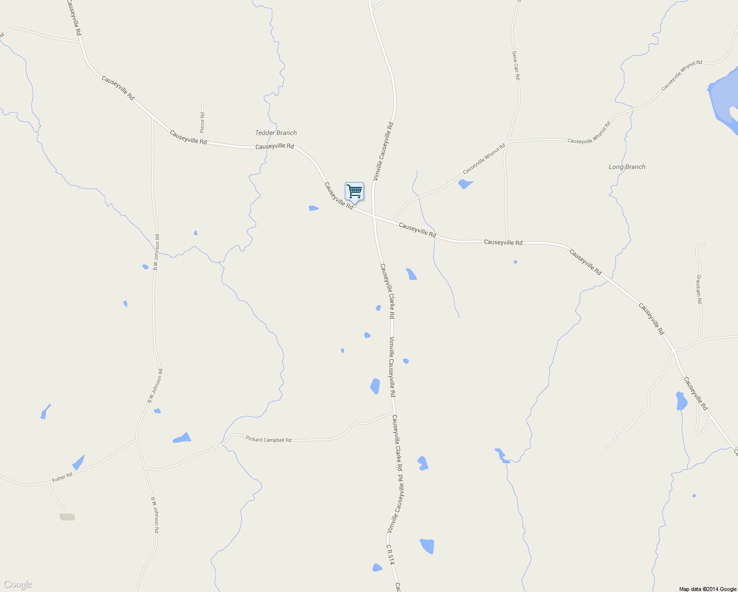 map of restaurants, bars, coffee shops, grocery stores, and more near 6308 Causeyville Clarke Road in Meridian